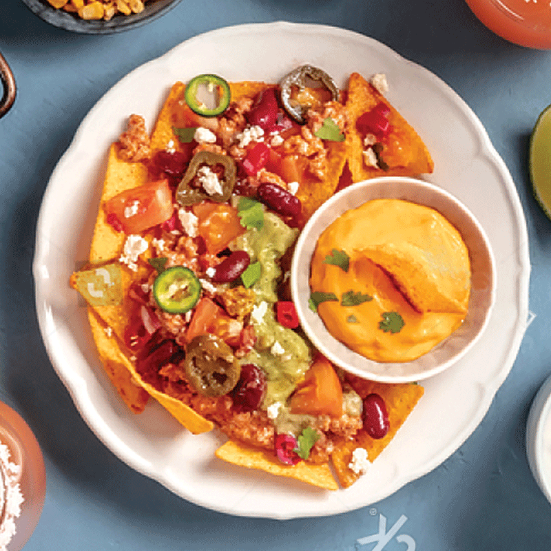 Canadian bacon bites with nachos