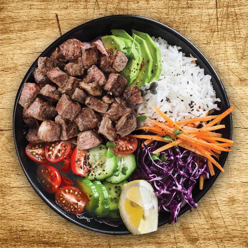 Go Snacks Steak Bites poke bowl